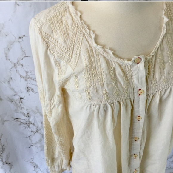 Johnny Was 3J Workshop cream embroidered top - Picture 2 of 9